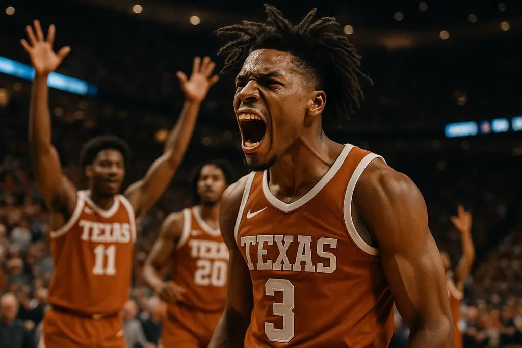 Texas BYU basketball players battling for a rebound during an NCAA Tournament game