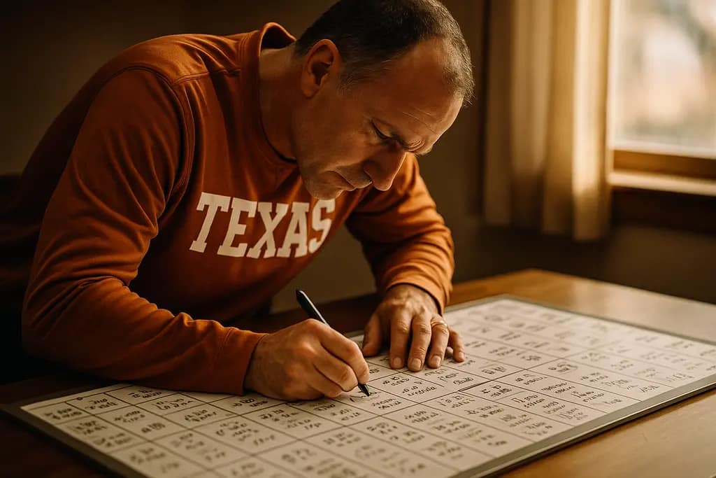 Texas Recruiting board with coaches evaluating wings and guards in a college gym