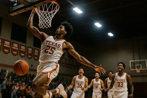Texas Basketball Recruiting prospects warming up on a college practice court