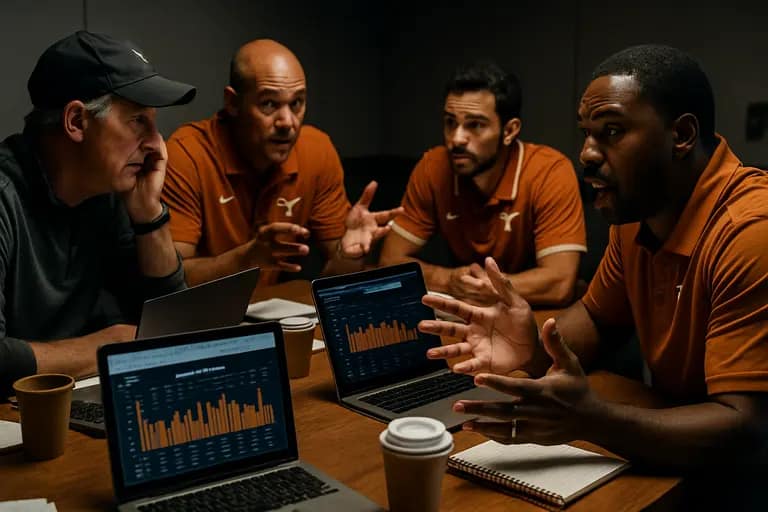 College football coaches observing players during an organized practice period